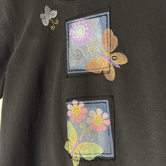 Viva City vintage Black Dress With Colorful butterfly Designs Size M - Picture 4 of 13